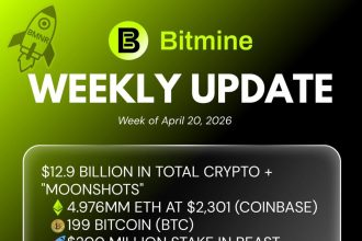Bitmine Immersion Technologies (BMNR) Announces ETH Holdings Reach 4.976 Million Tokens, And Total Crypto And Total Cash Holdings Of $12.9 Billion
